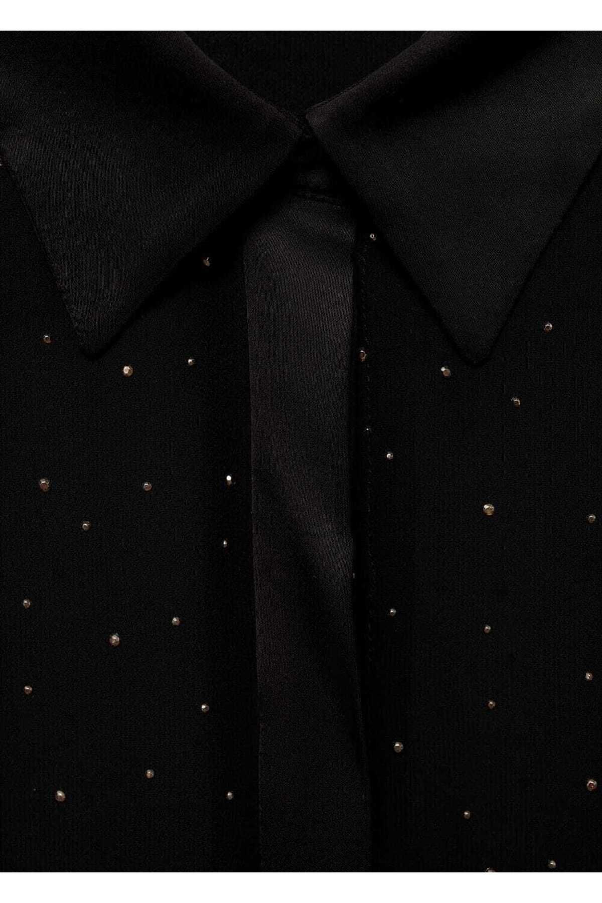 MANGO Woman-Semi Sheer Studded Shirt 7