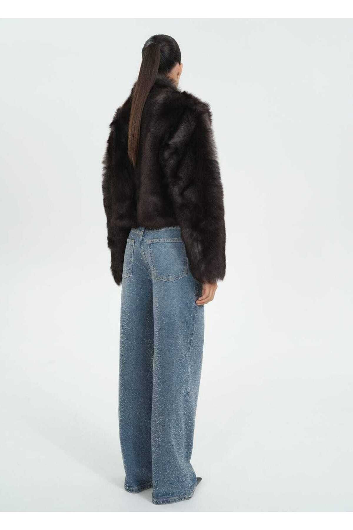 MANGO Woman-Pantaloni drepti din denim strass 4