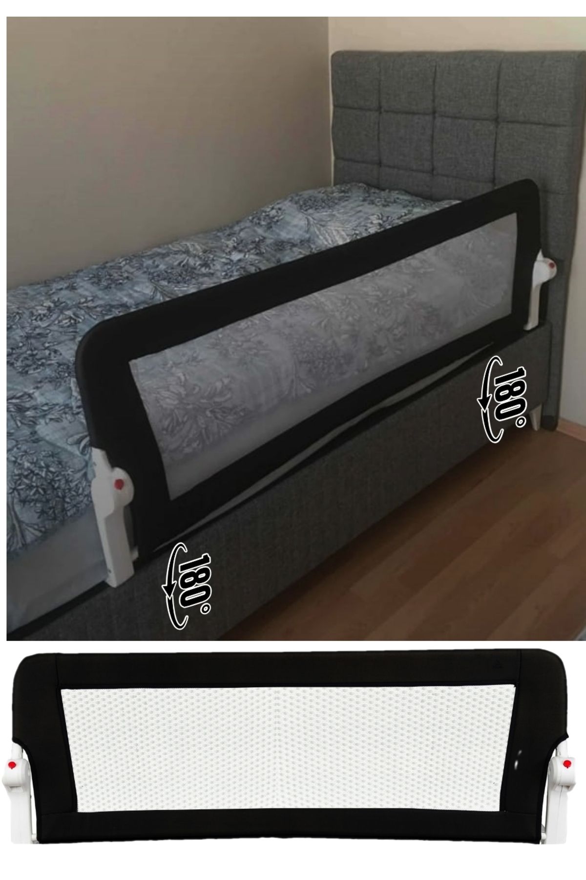 USF-Baby Child Protective Bed Barrier 150x65 cm Folding Base Safety Barrier 7