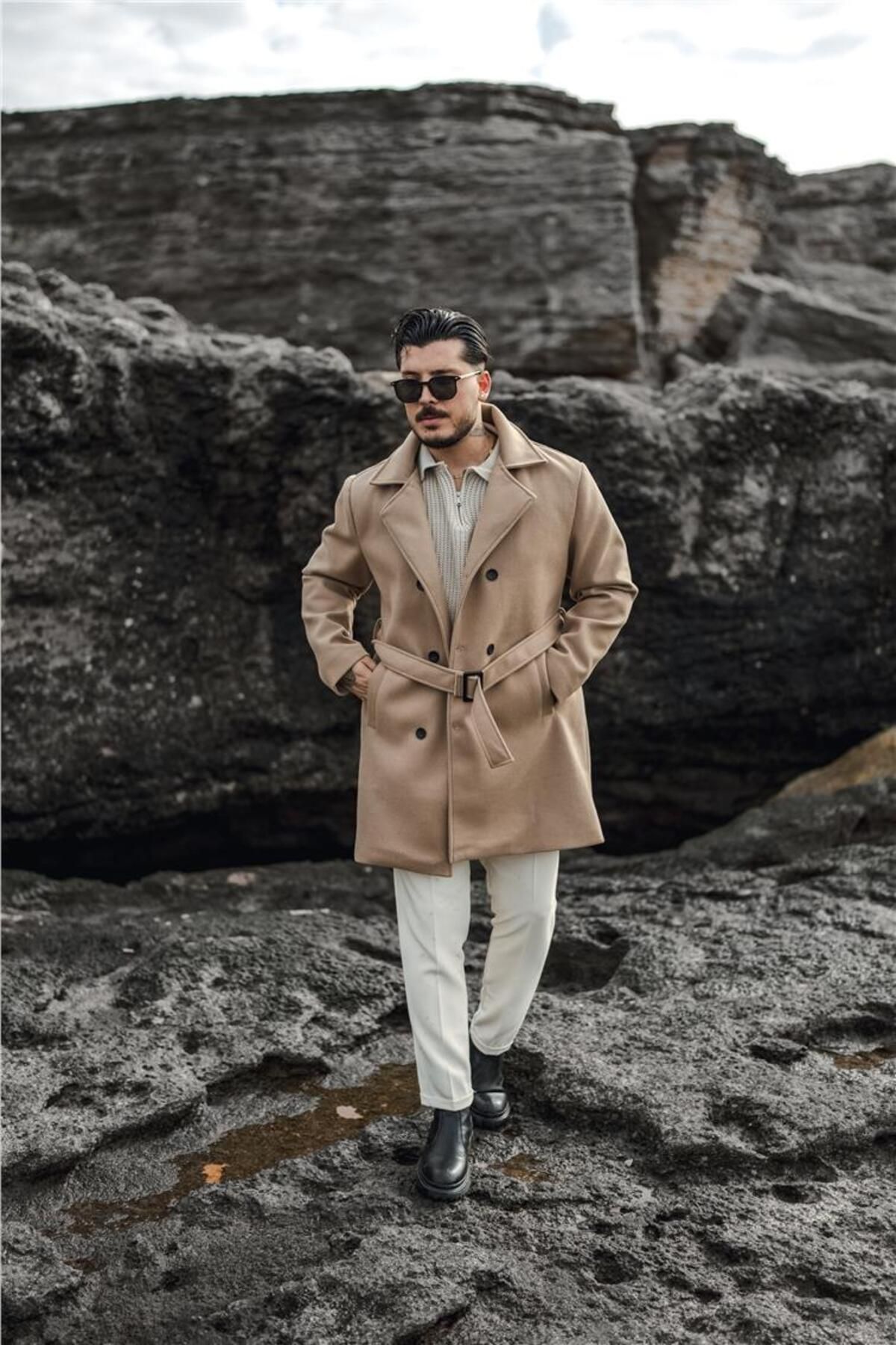 OUTFİT MAN-Beige Men's Cashew Coat 4