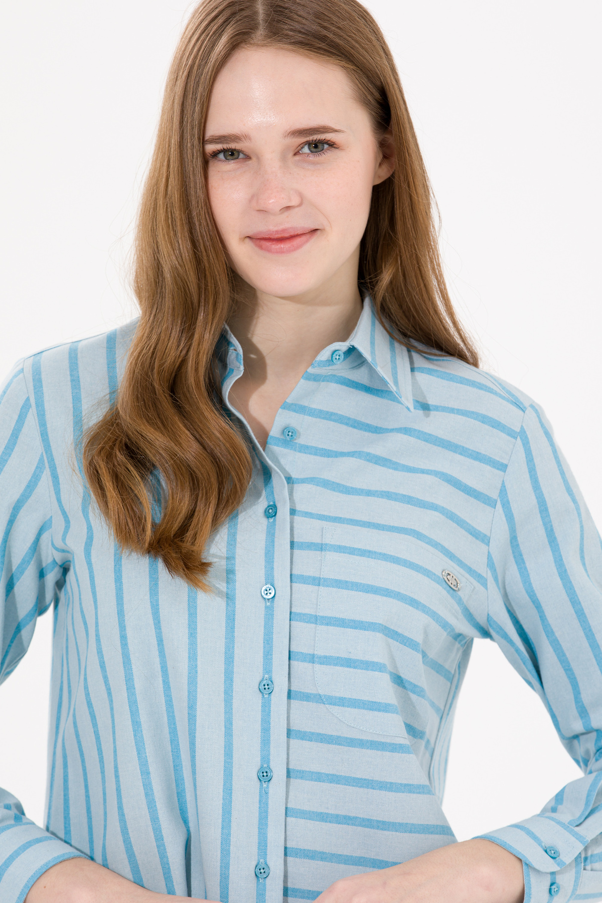 U.S. Polo Assn. Women's Blue Long Sleeve Shirt 50257001 -Vr212