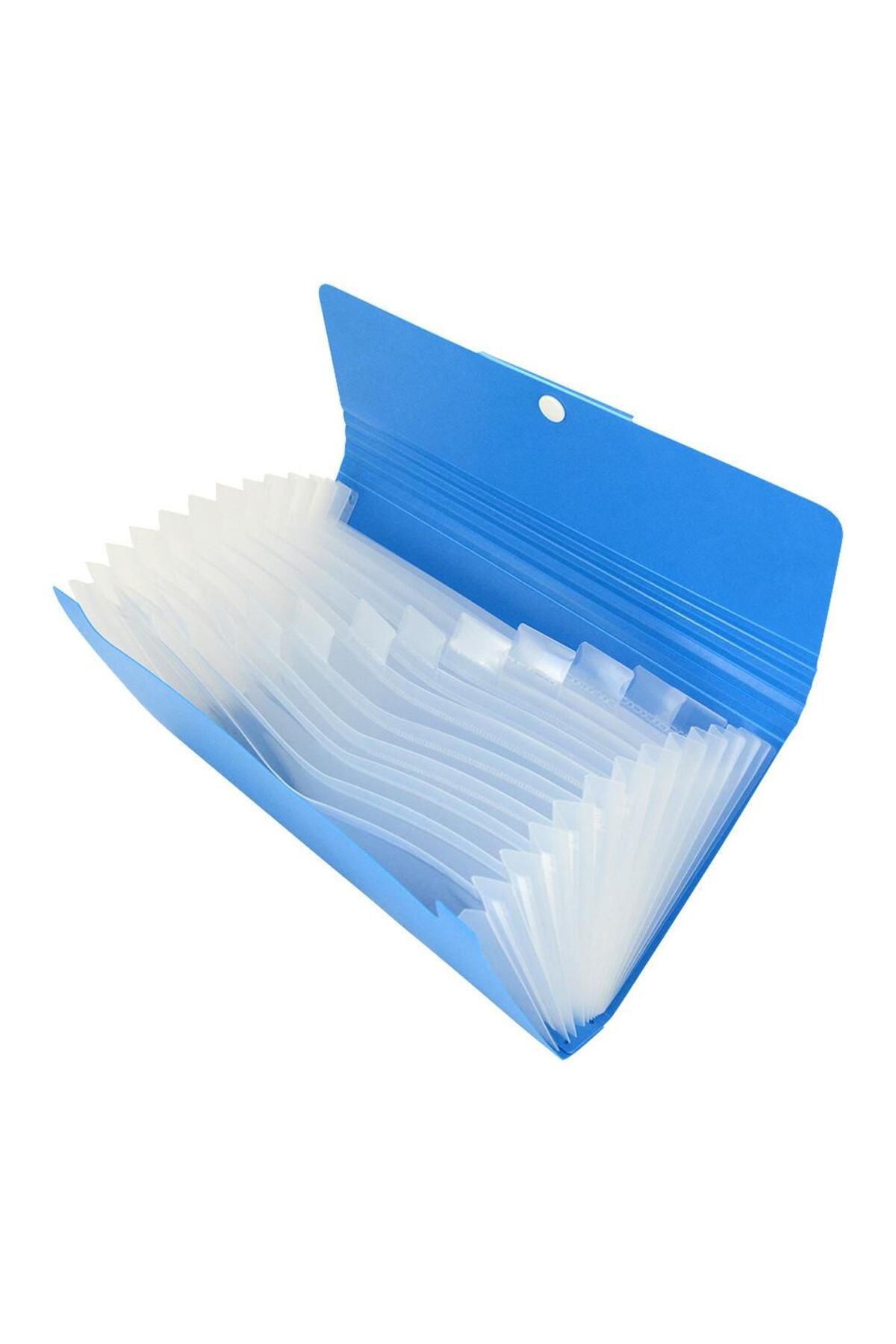 Shuter-F04B 12 Compartment A5 Bellows Document File Blue Code:F04B 3