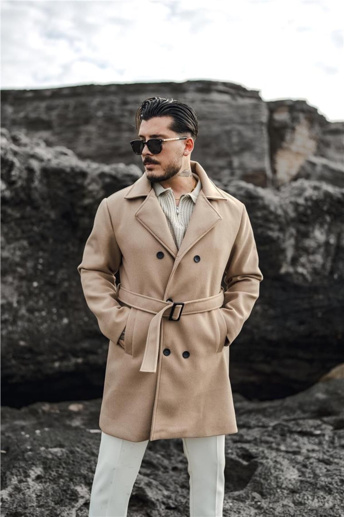 OUTFİT MAN-Beige Men's Cashew Coat 5