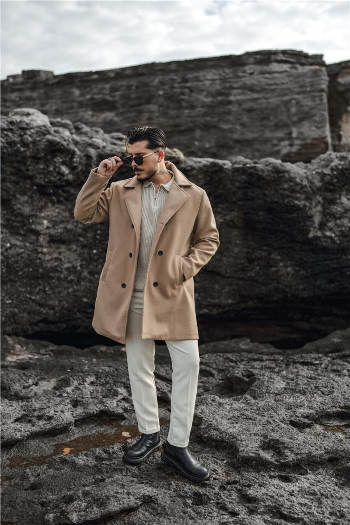 OUTFİT MAN-Beige Men's Cashew Coat 3