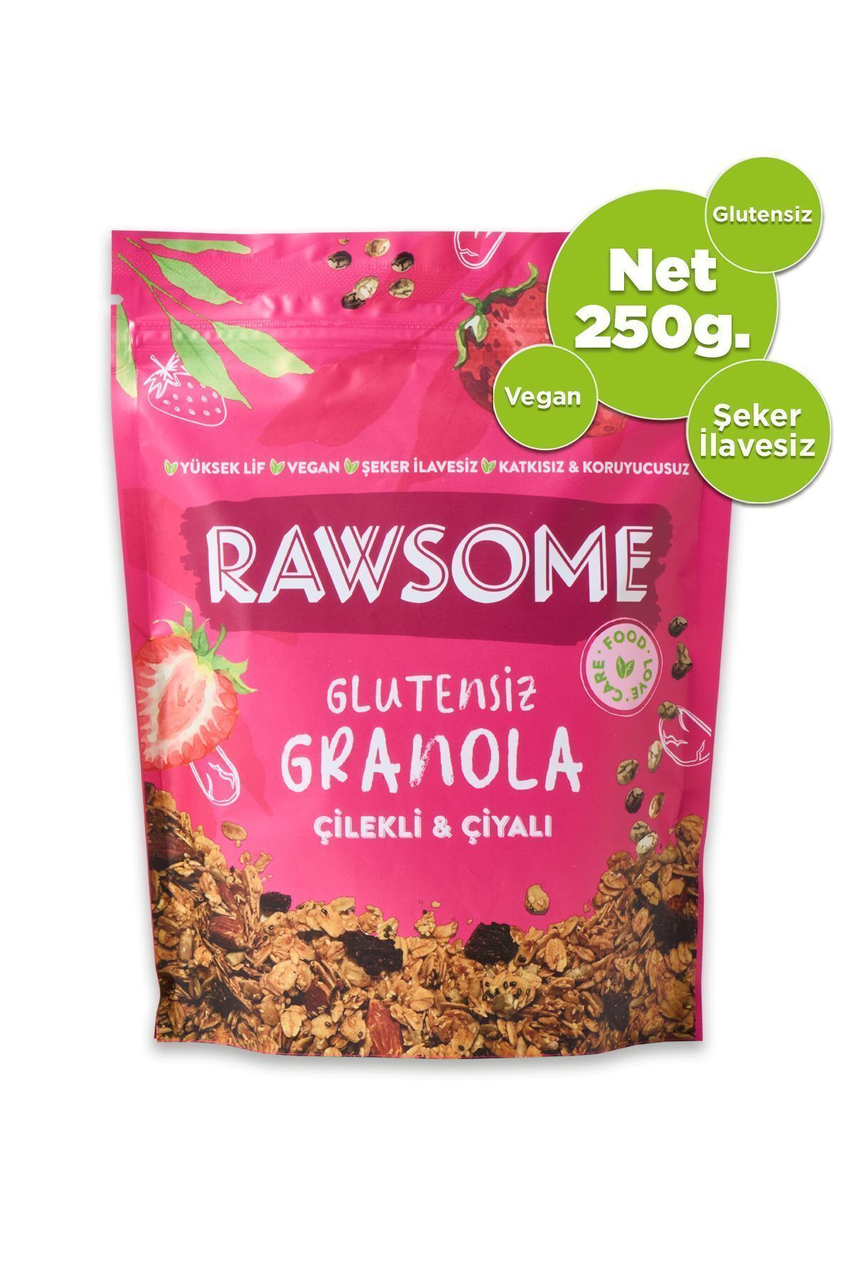 Rawsome Glutensiz Çilekli & Çiyalı Granola 250 g