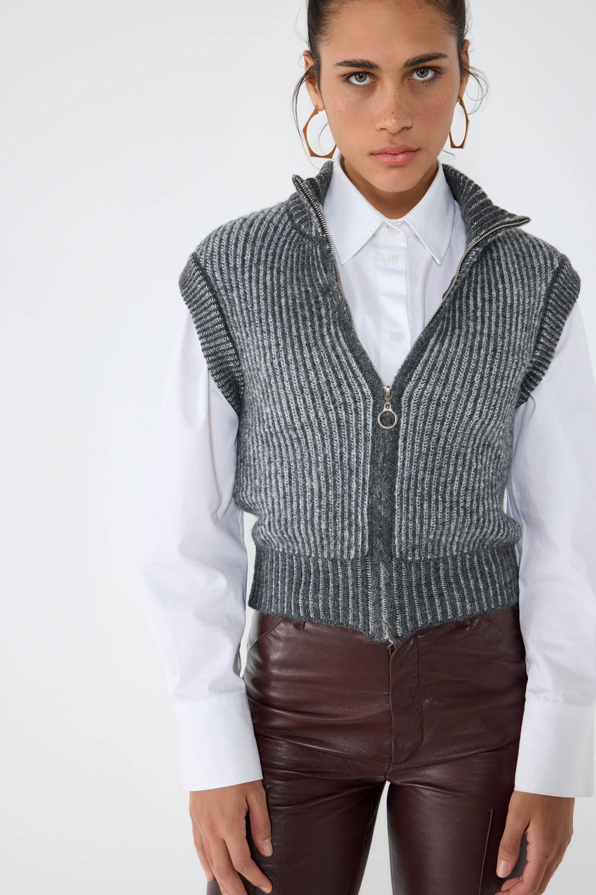No Matter What-Striped Half-Zip Fisherman's Collar Knit Vest 2
