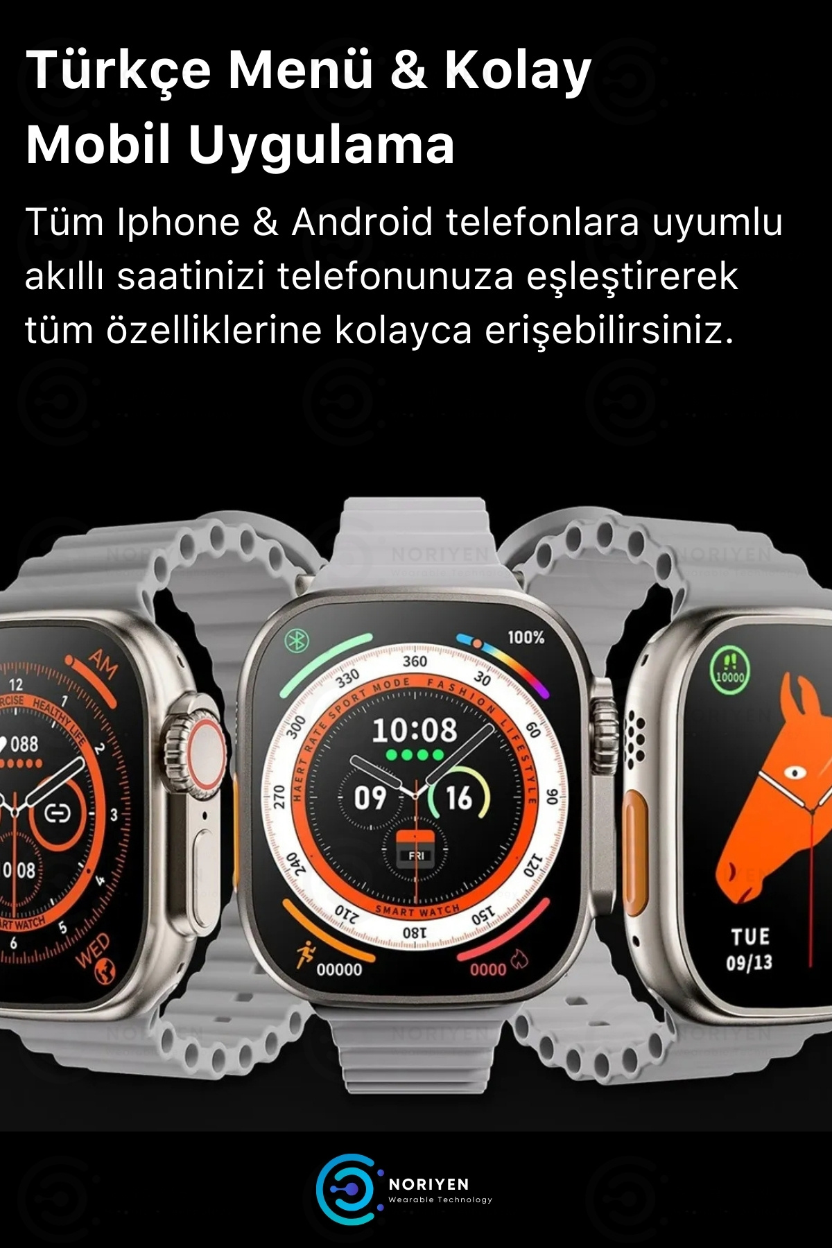 Yeni Nesil Watch 9 7 Kordon Hediyeli 7in1 Spor Sağlık Sensörlü iOS Android Uyumlu Smart Akıllı Saat