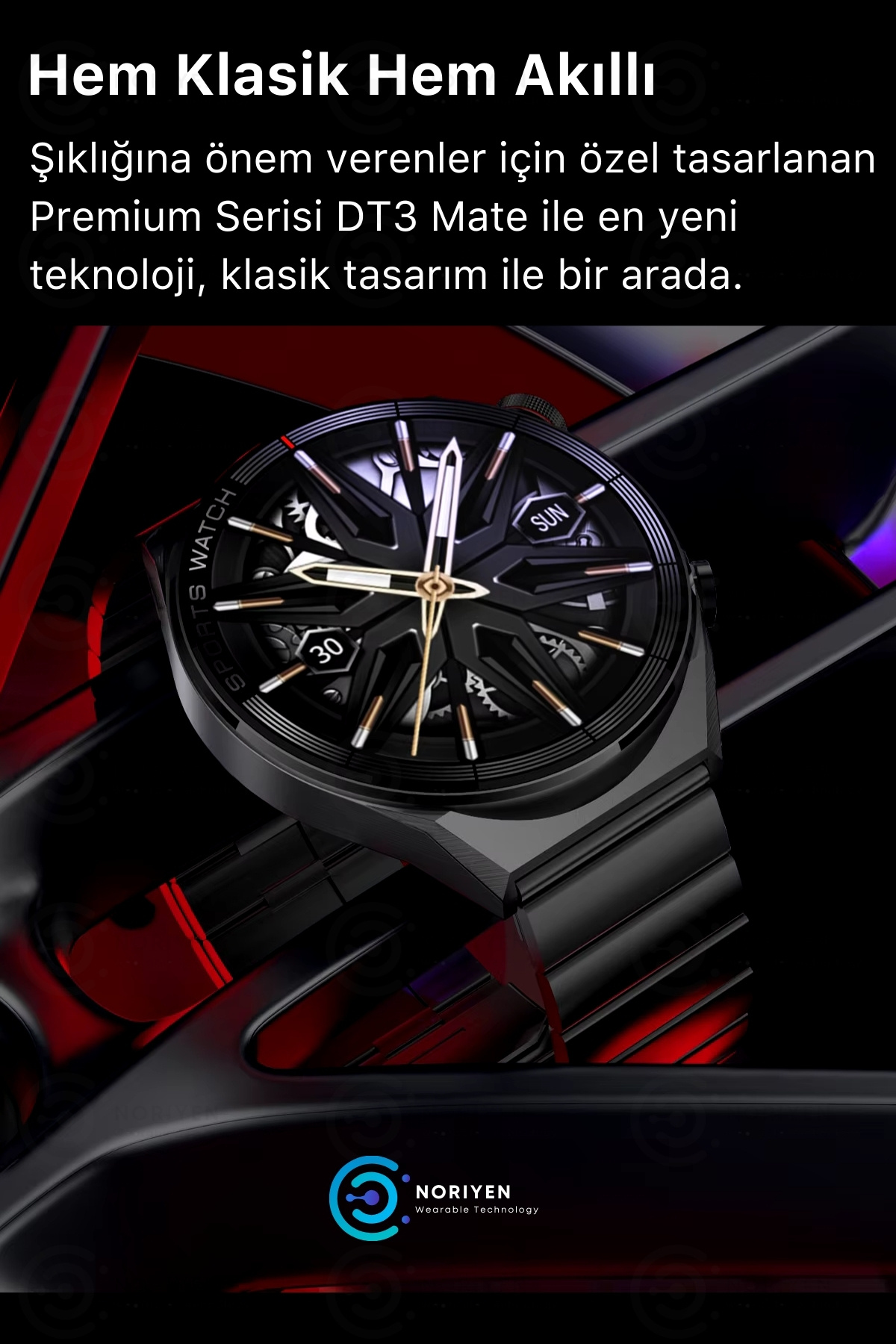 Yeni Nesil Premium IPS Tam HD Ekran Sesli Asistan NFC Çift Kordon Bluetooth DT3 Mate Akıllı Saat