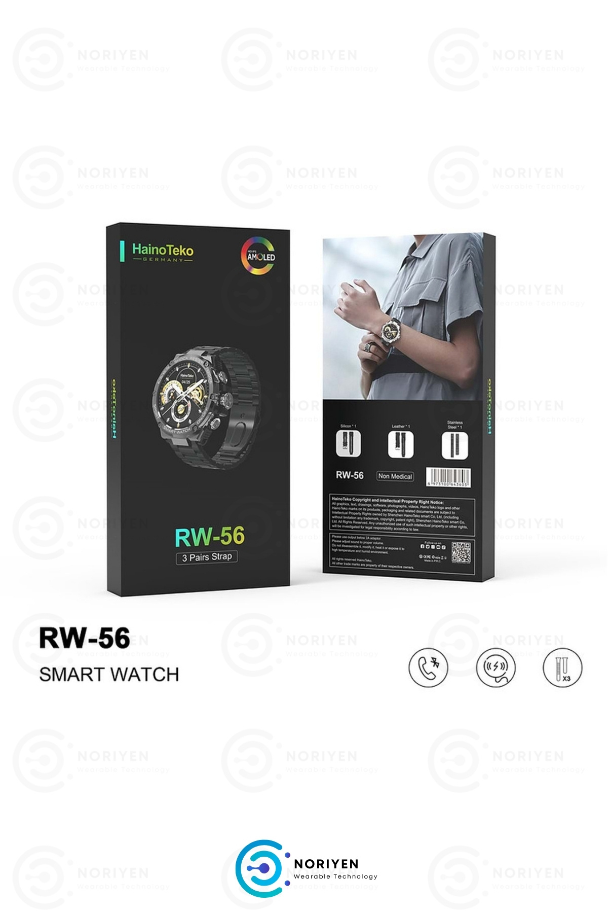 Yeni Nesil Super Amoled HD Ekran RW 56 3 Kordonlu Spor Sağlık Sensör iOS Android Uyumlu Akıllı Saat
