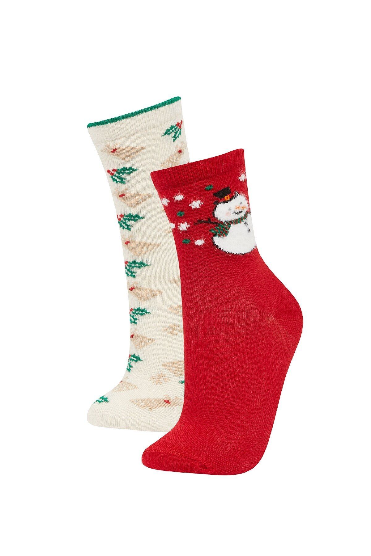 DeFacto-Girl's Christmas Themed 2-Piece Cotton Long Socks E2957A8Ns 1