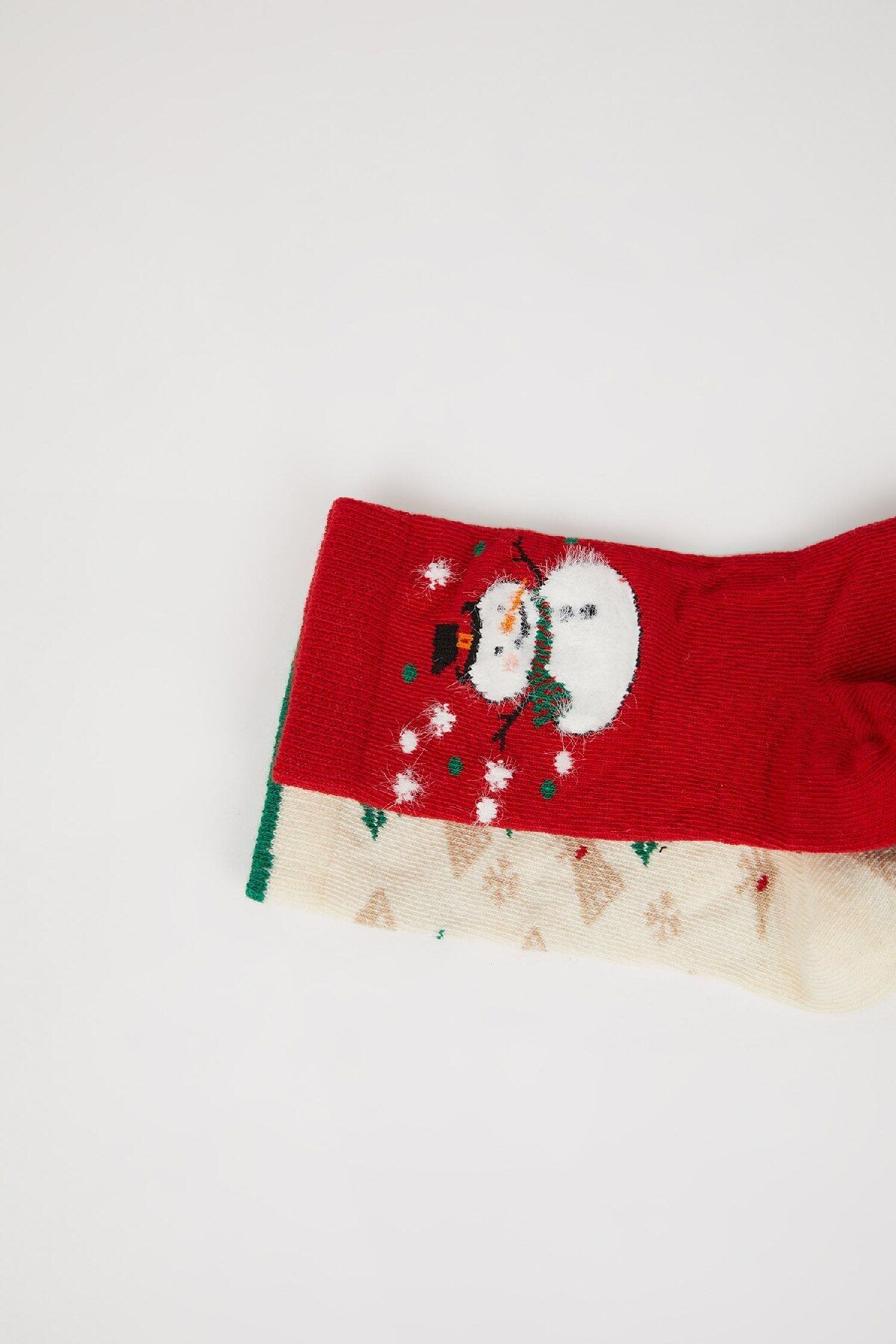 DeFacto-Girl's Christmas Themed 2-Piece Cotton Long Socks E2957A8Ns 4