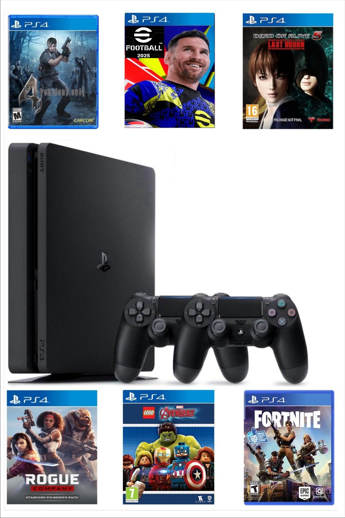 Sony Playstation 4 Slim Kasa 500 Gb+yenilenmiş+2. Ps4 Kol + 15 Dijital Oyun