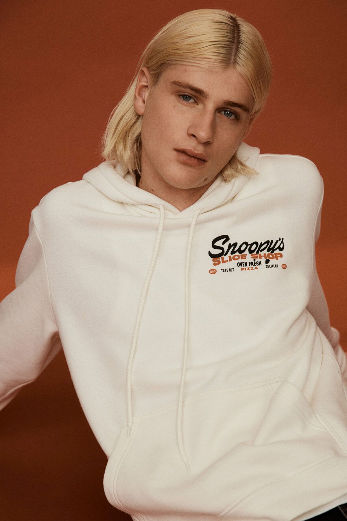 سویشرت سفید مردانه هود متناسب به طور منظم بالا H M H&M