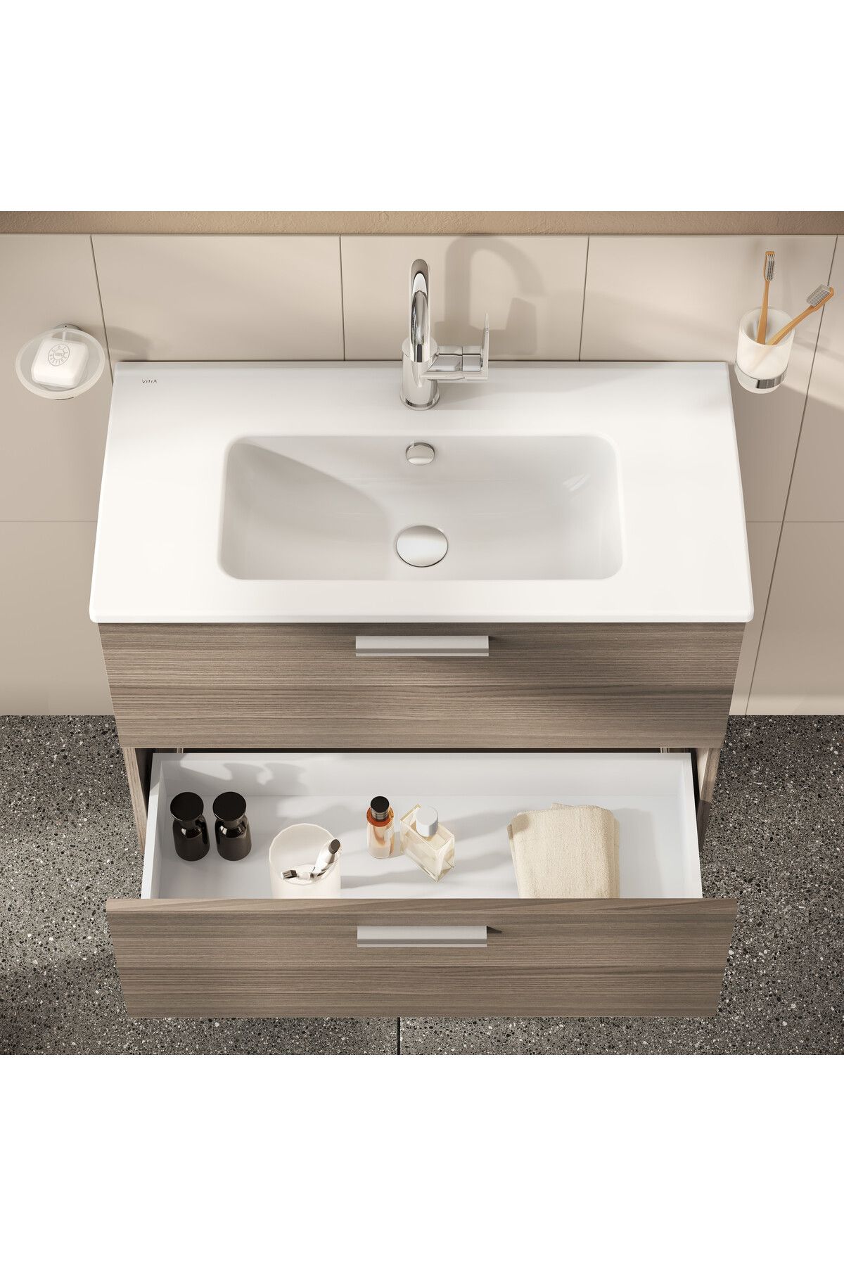 VitrA-Mia 75101 - 80 cm Cordoba Bathroom Cabinet Set with Drawers 5