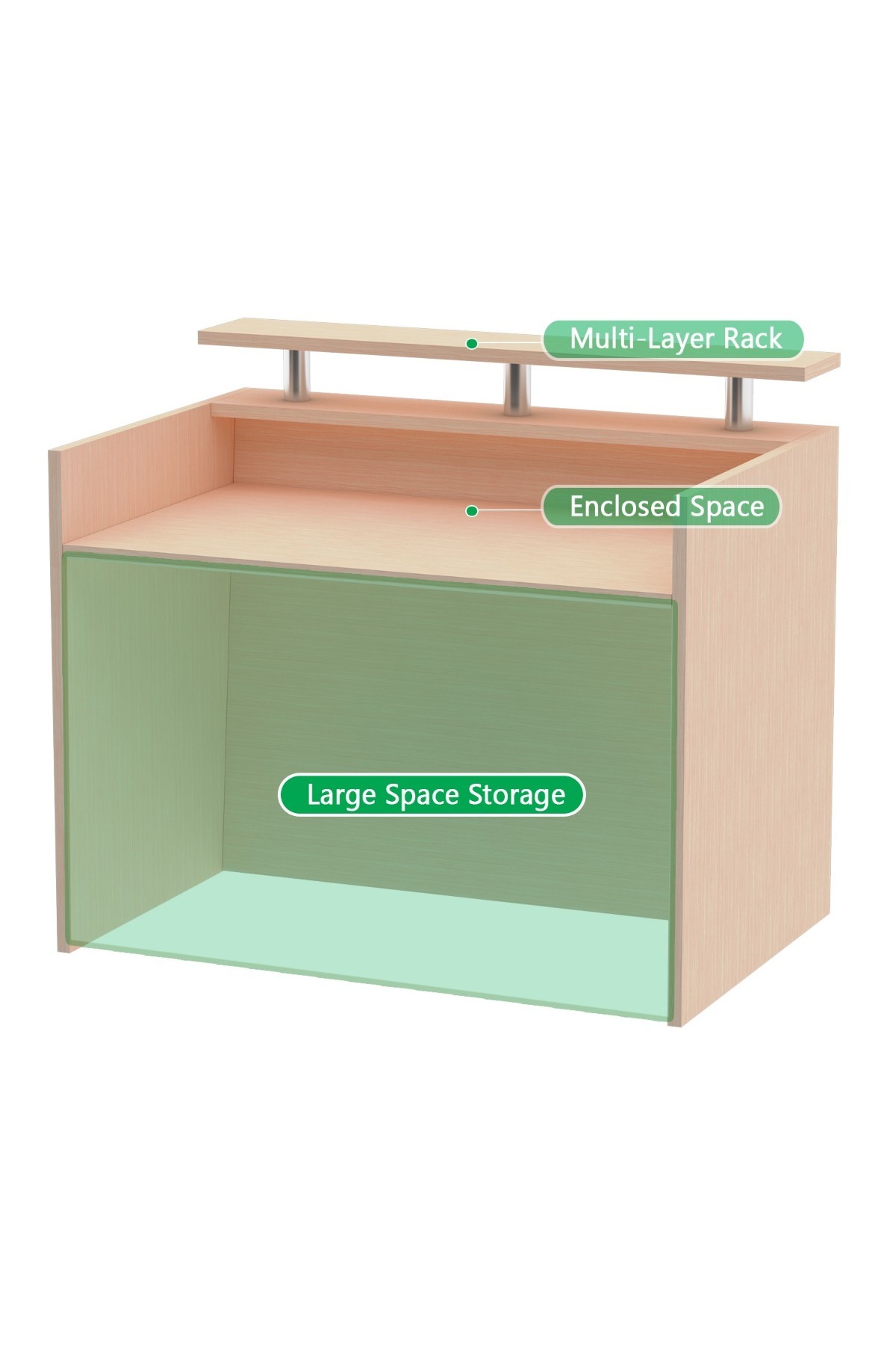 Mahmayi-R06 Oak Office Reception Desk Without Drawers - 120cm 5