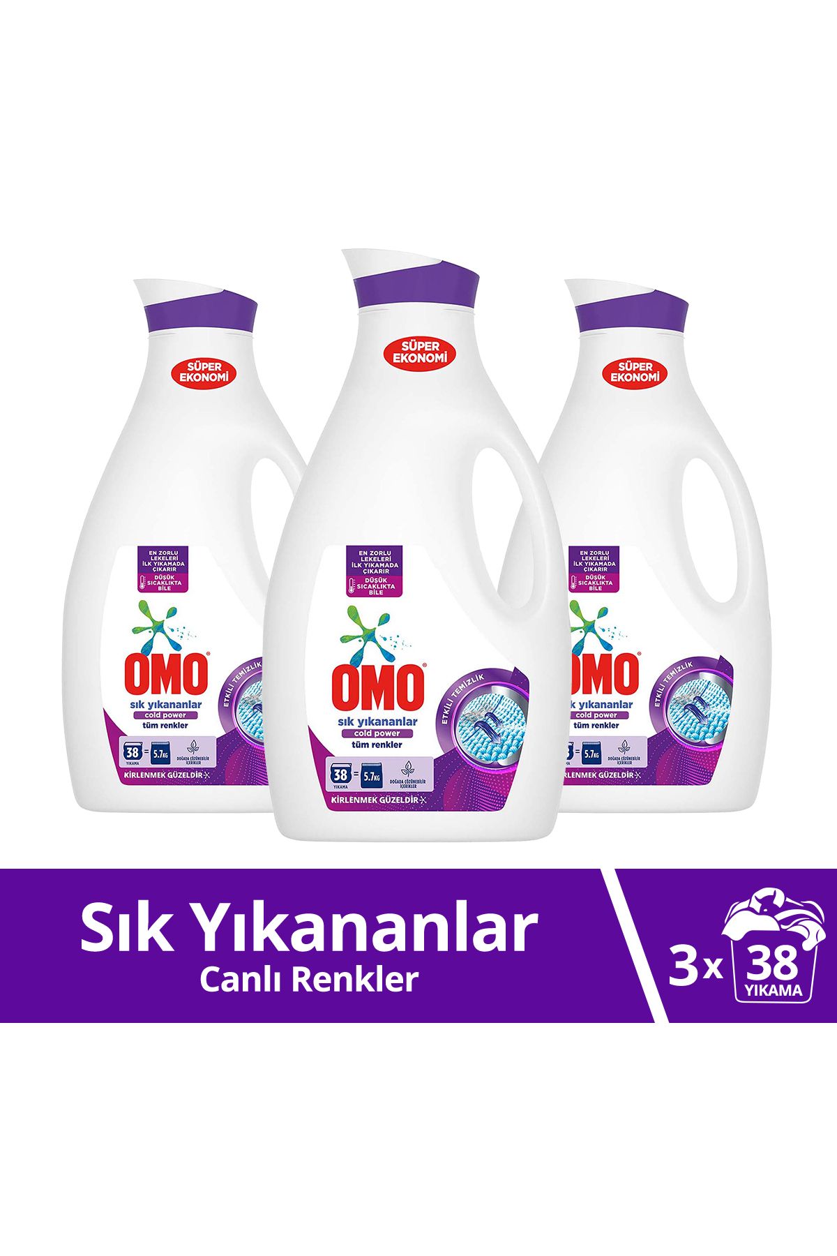 Omo Sıvı Çamaşır Deterjanı Sık Yıkanan Çamaşırlar Için 2470 ml 38 Yıkama 3 Adet