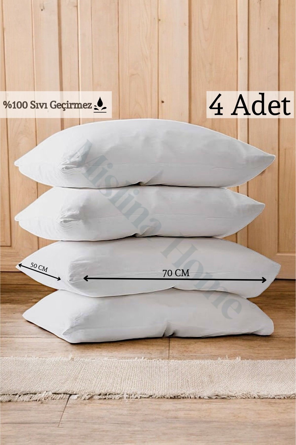 Mislina Home-Micro Classic 4-Piece Liquid Waterproof Covered Pillow Protective Mattresses 50X70 cm 1