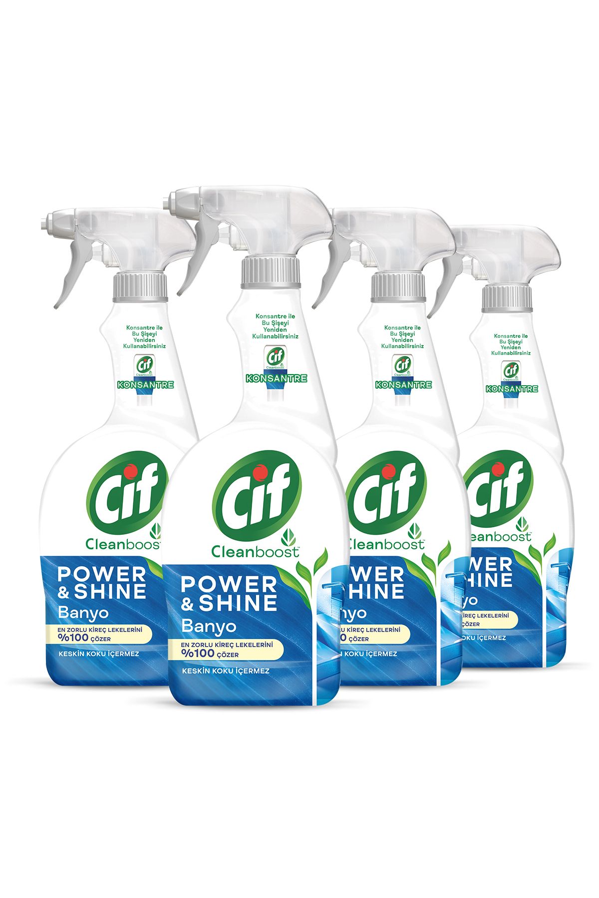 Cif Power And Shine Sprey Yüzey Temizleyici Banyo Kireç Ve Sabun Kirlerini %100 Çözer 750 ml X4