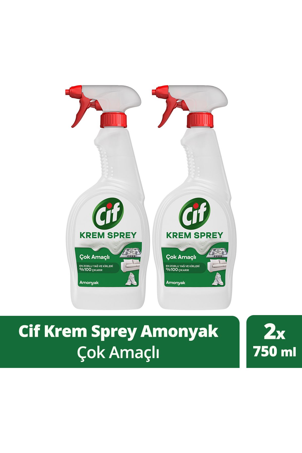 Cif Krem Sprey Amonyak Çok Amaçlı Sprey 750 ml 2adet