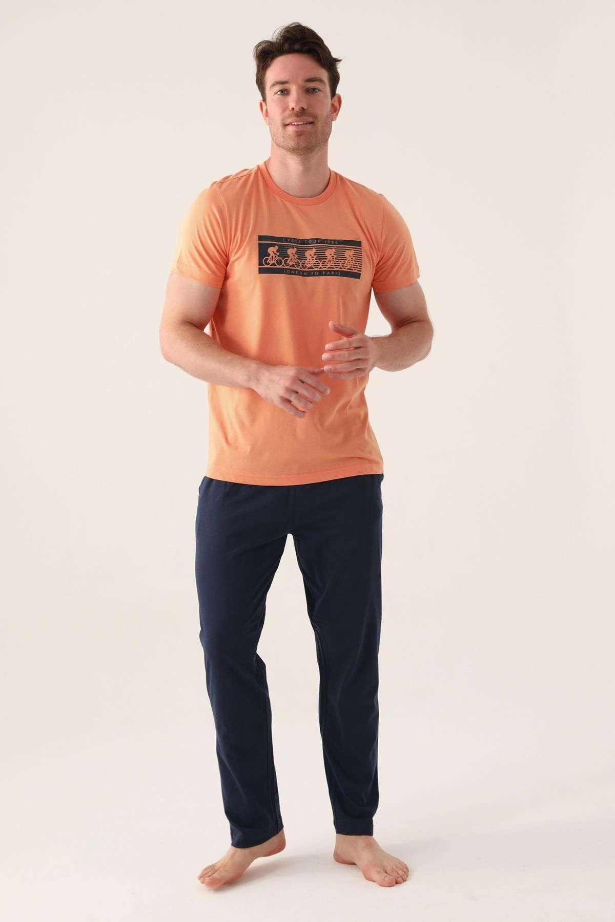 Arnetta-100% Cotton Crew Neck Pocket Pajama Set 2