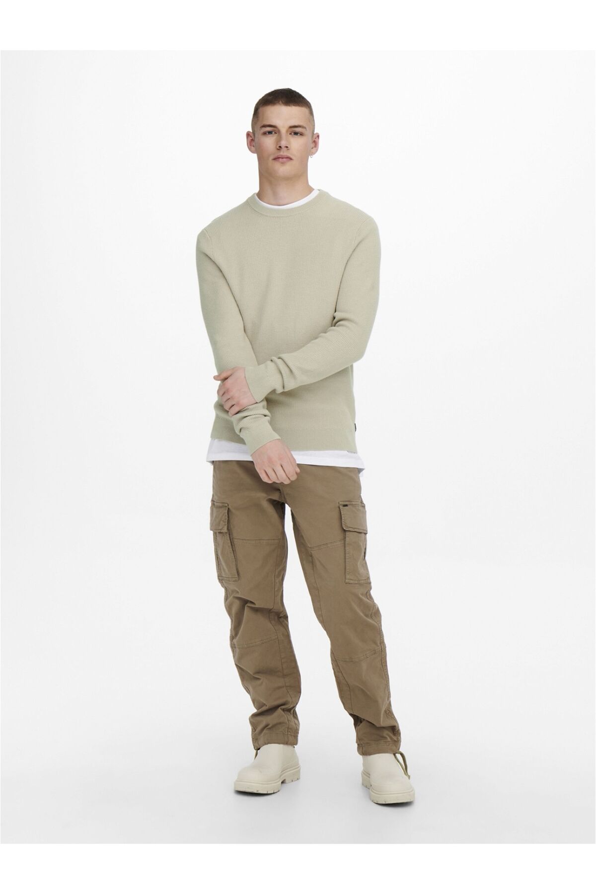 Only & Sons-Onsphil Reg 12 Struc Crew Knit Noos 22022855   Silver Lining 5