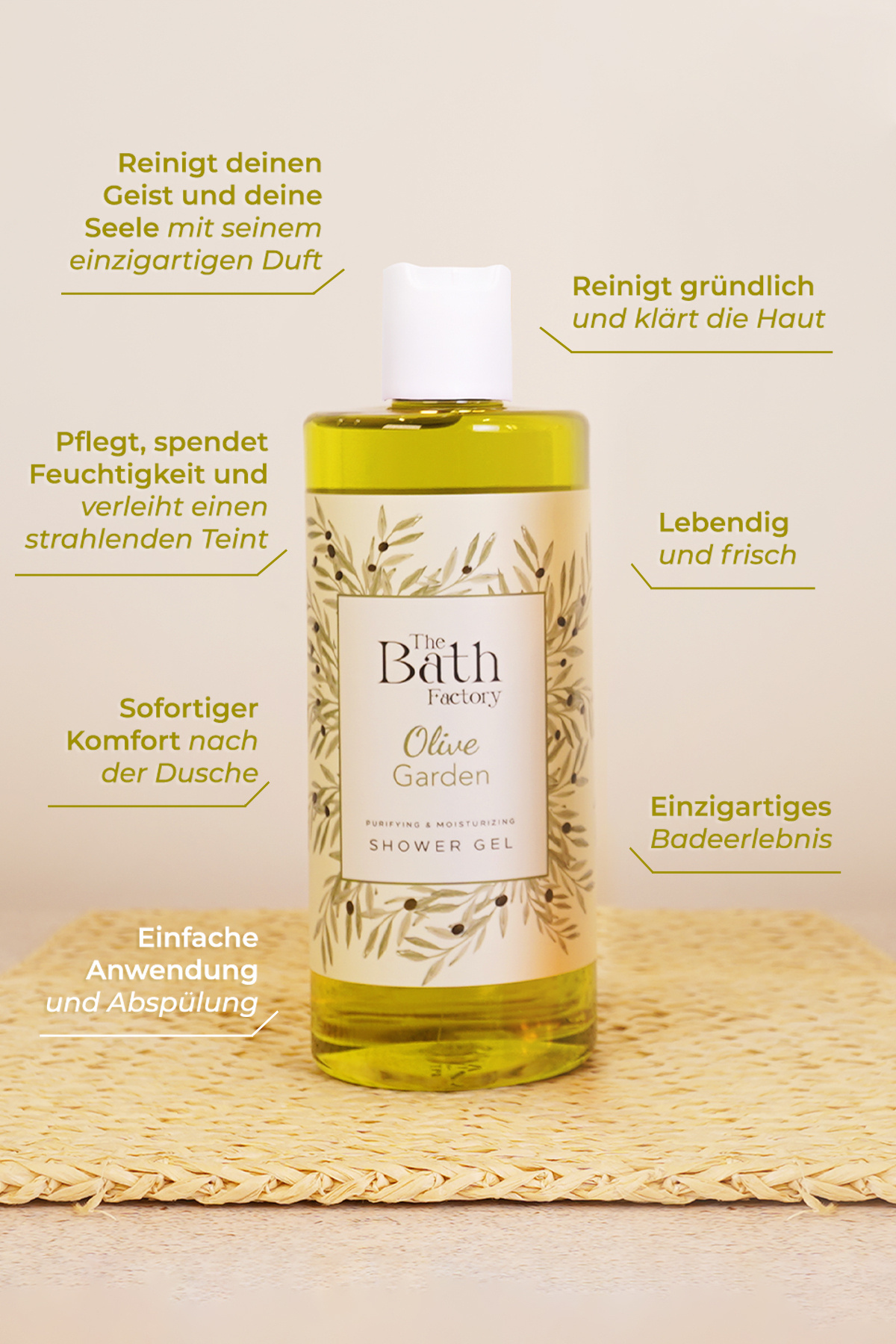 THE BATH FACTORY-Moisturizing and nourishing shower gel with olive oil flavour 400 ML 4