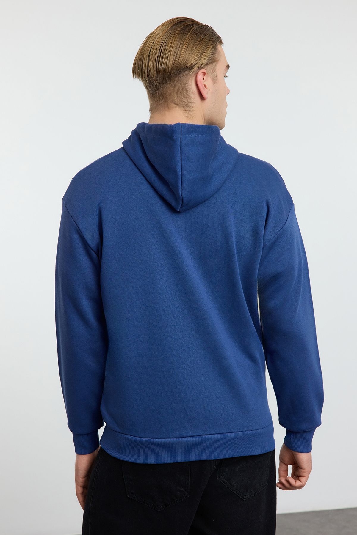 Kolekcia Trendyol-Indigo Oversize/Wide Cut Mikina s kapucňou a zipsom Hrubá Basic Nezmontovaná mikina-Kardigan TMNAW22SW0620 5
