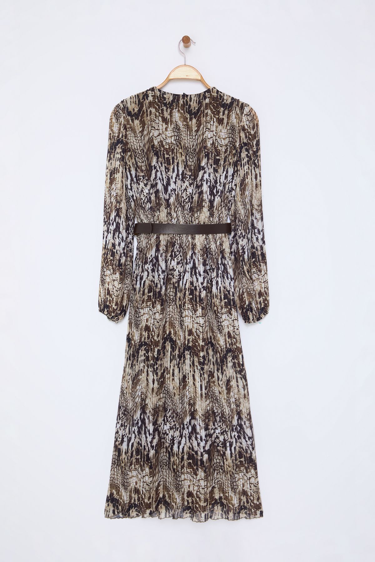 Trendyol Collection-Braunes, gewebtes Maxikleid mit Gürtel und geradem Gürtel TWOAW24EL00471 11