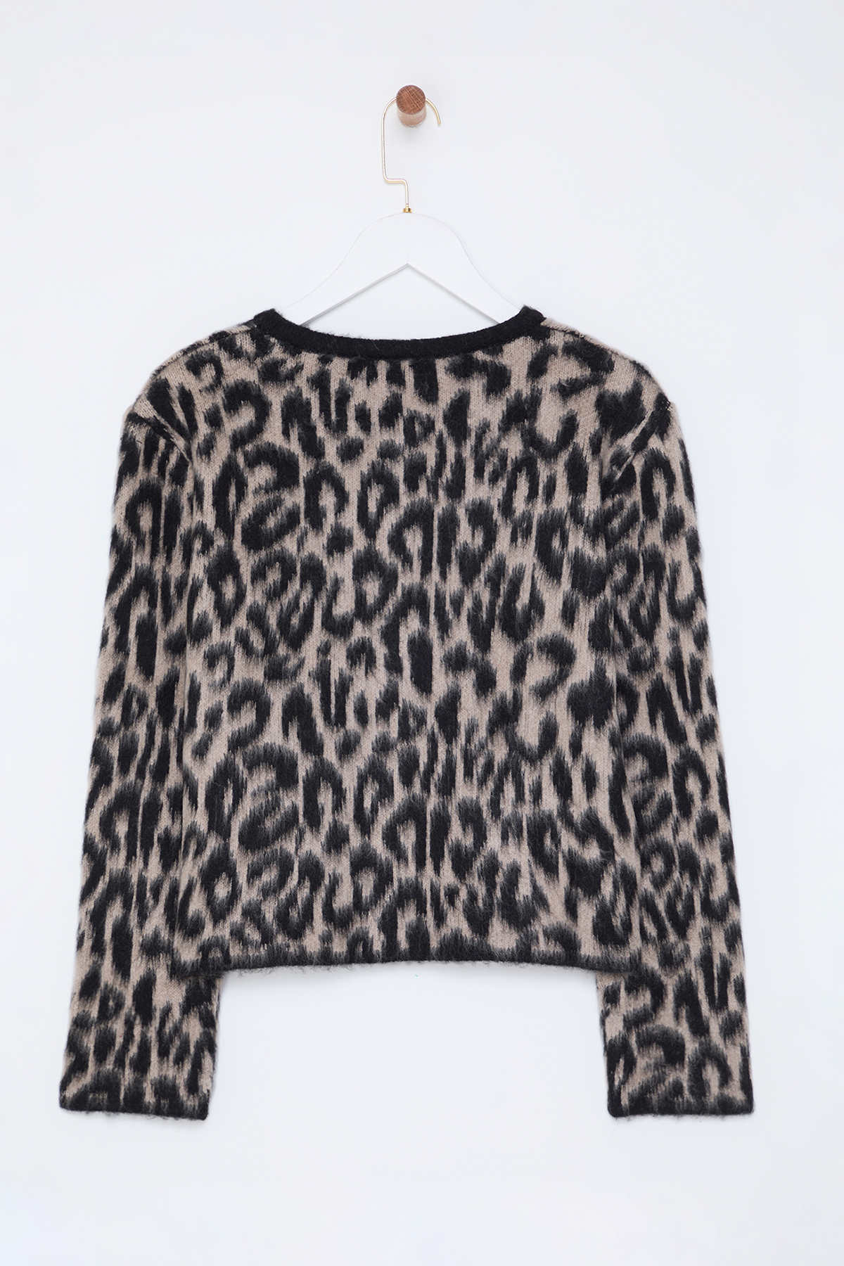 Trendyolmilla  Kahverengi Leopar Desenli Triko Hırka TWOAW25HI00378 - Görsel 7