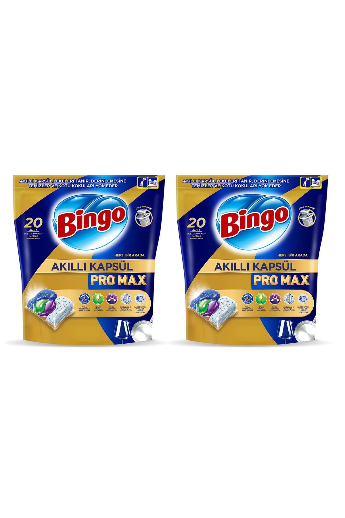 Bingo Akıllı Kapsül Pro Max Bulaşık Makinesi Tableti 20 li x 2 Adet (40 Kapsül)