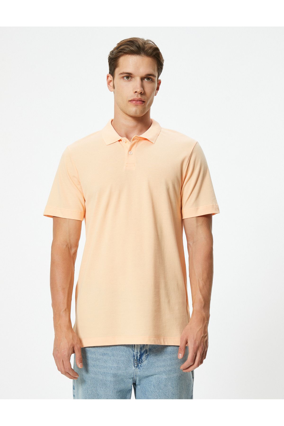 تی شرت یقه پولو نارنجی مردانه پنبه آستین کوتاه SLIM T POLO YAKA Koton
