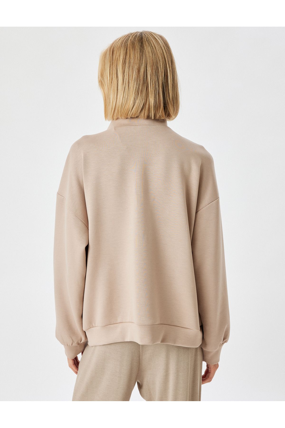 Koton-stand Collar and Flap Pocket Detailed Knitted Sweatshirt Pajama Top 4