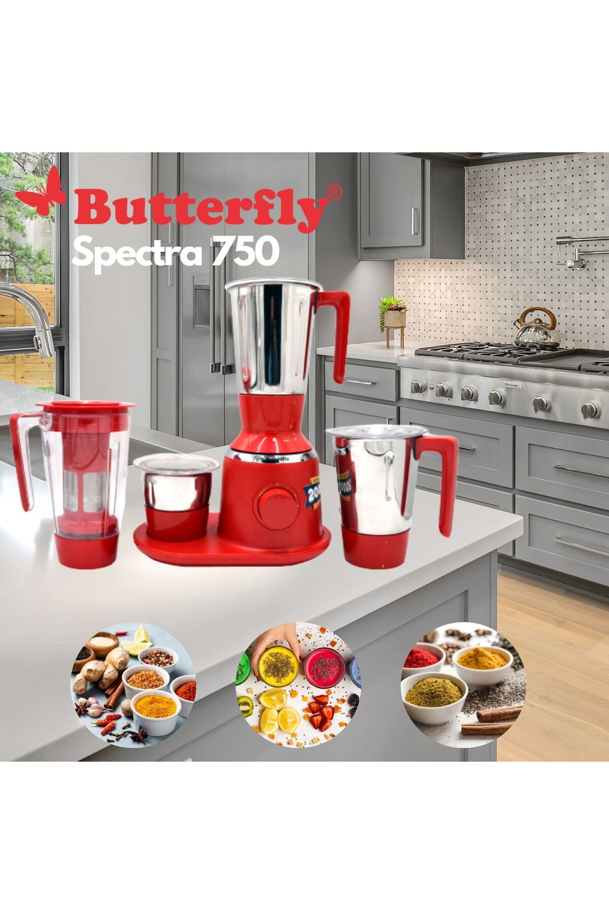 BUTTERFLY-Spectra Mixer Grinder - 750 W - 4 Jars 5