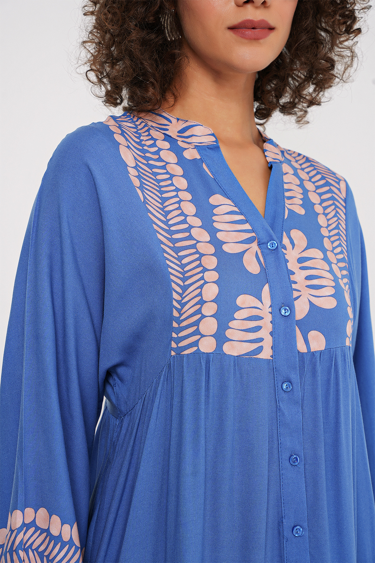 Bigdart-2423 Authentic Patterned Dress - Y.Indigo 5