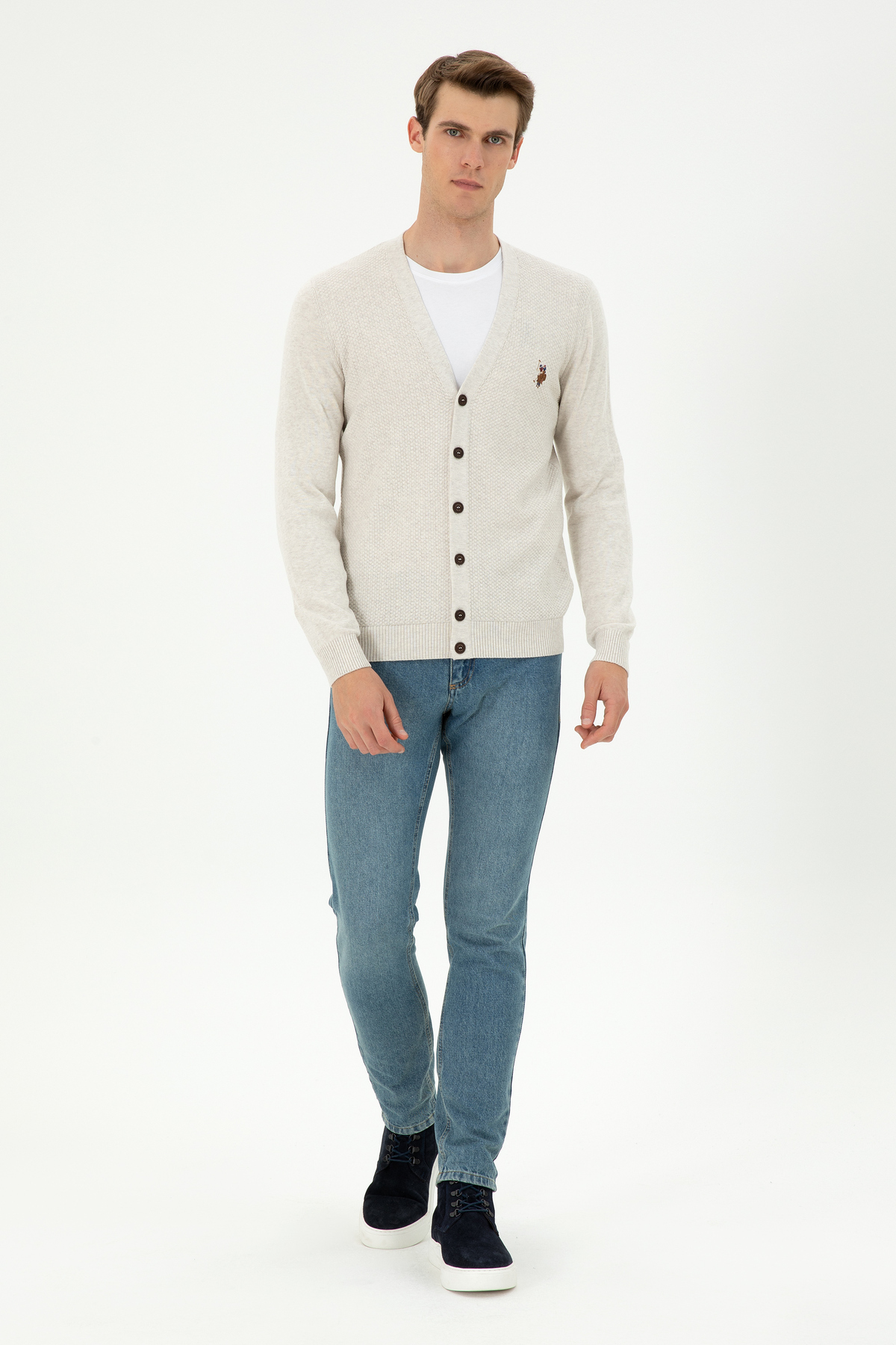 ژاکت تریکو پایه مردانه خاکستری ملانژ سنگی U.S. Polo Assn. مدل 50288878-VR225 — 4