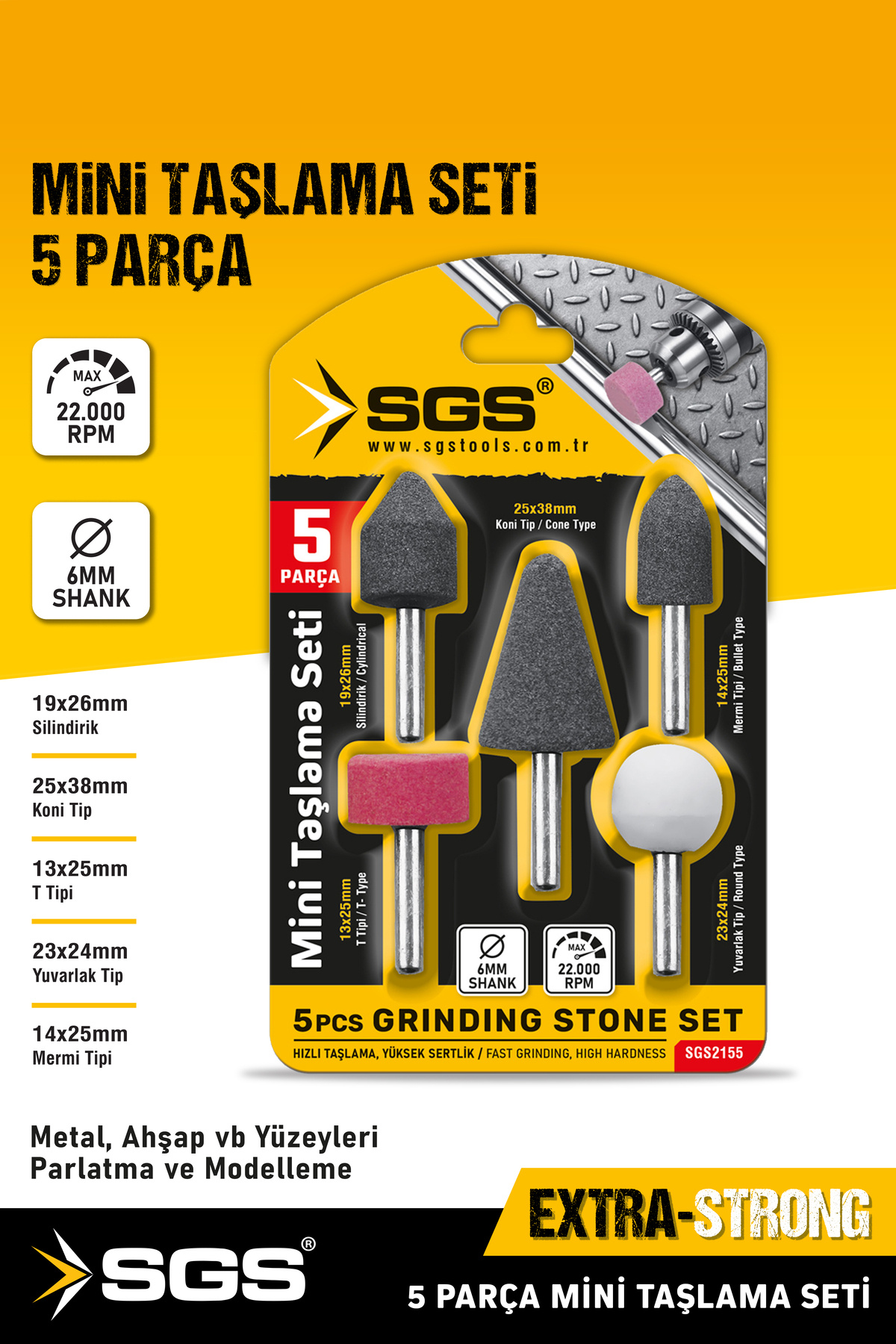 Sgs 2155 Kalıpçı Mini Taşlama Zımparalama Gravür Seti 5 Parça