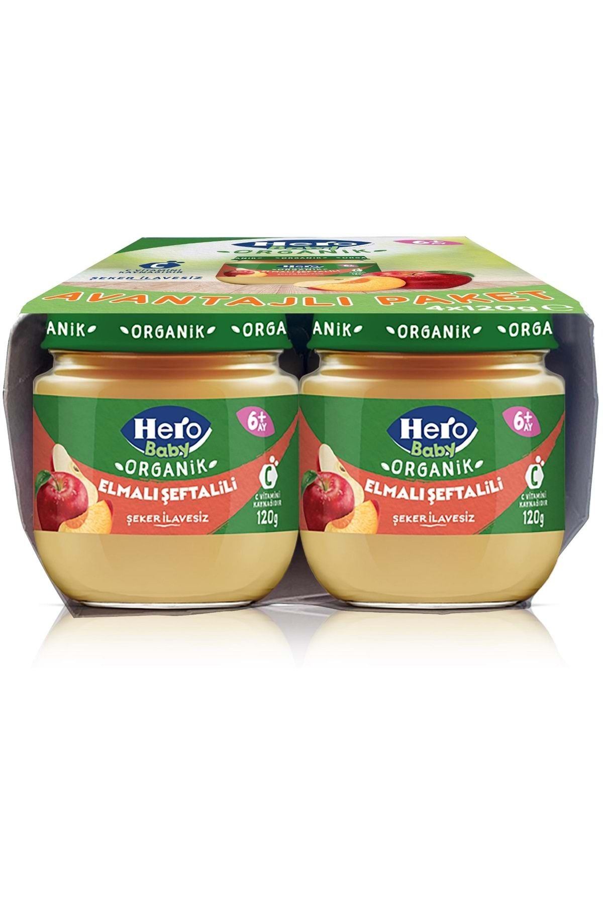 Hero Baby Kavanoz Maması 120GR Avantaj Pk (4 Lü Set) Elmalı Şeftalili