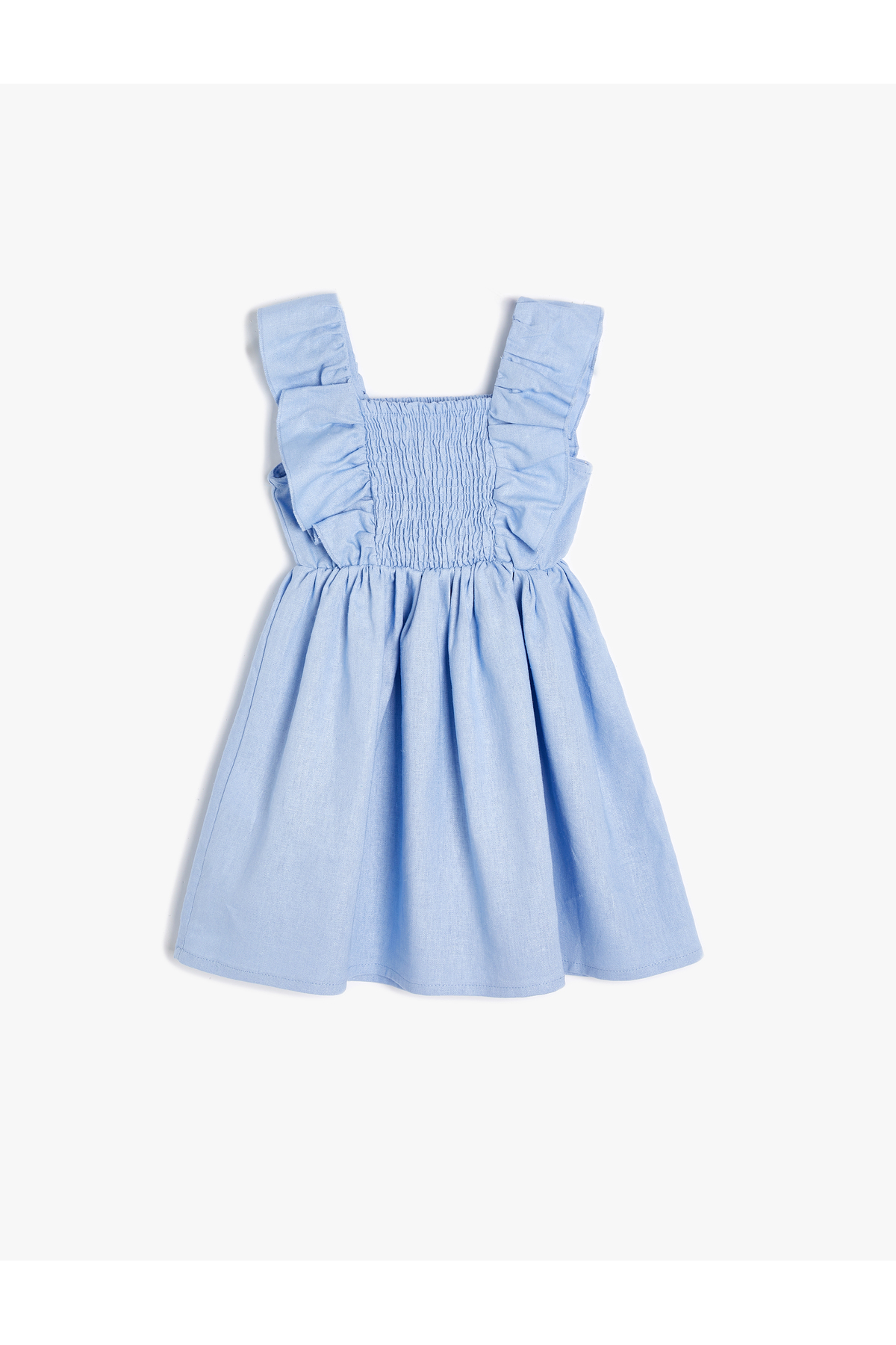 Koton Keten Elbise Askılı Fırfırlı Gipe Detaylı fotoğrafı 2 (önizleme)