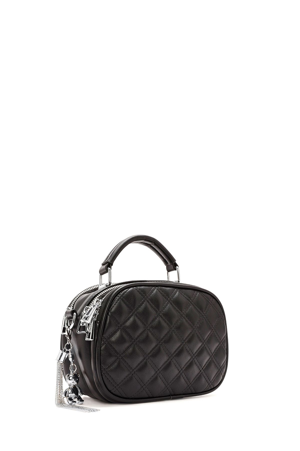 Derimod-Women's Black Long Strap Quilted Patterned Crossbody Bag 24Wbd2648Kp 5