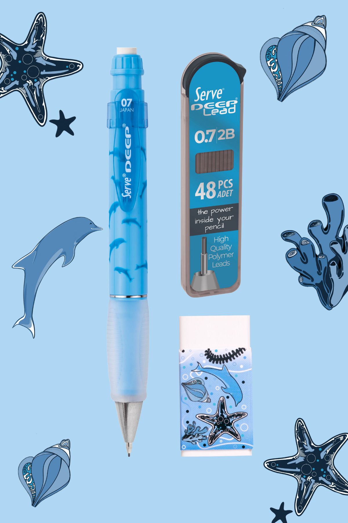 Serve-Deep Gift Set - Notebook, Serve Deep Tip Pen, Eraser, Min 4