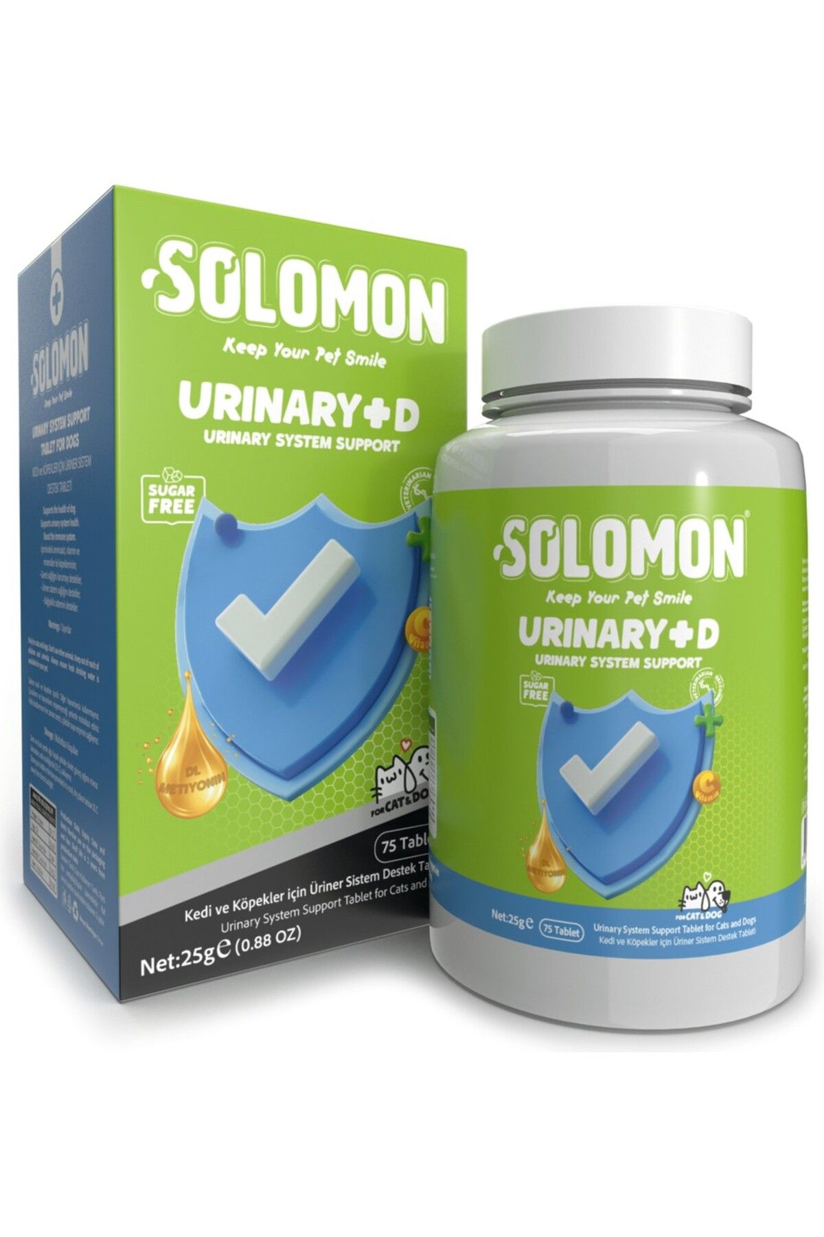 Solomon Urinary Plus D Tablet Kedi Ve Köpek (kedi Ve Köpekler Için Üriner Sağlık Destek Tableti 75 Adet)