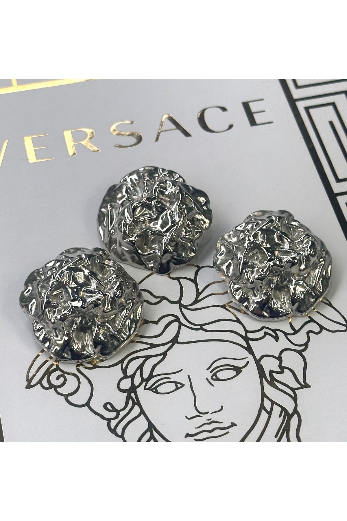 ODDA TASARIM ATÖLYESİ-Z.A.R.A New Collection - Large Model Silver Button Set (3.3cm) 3