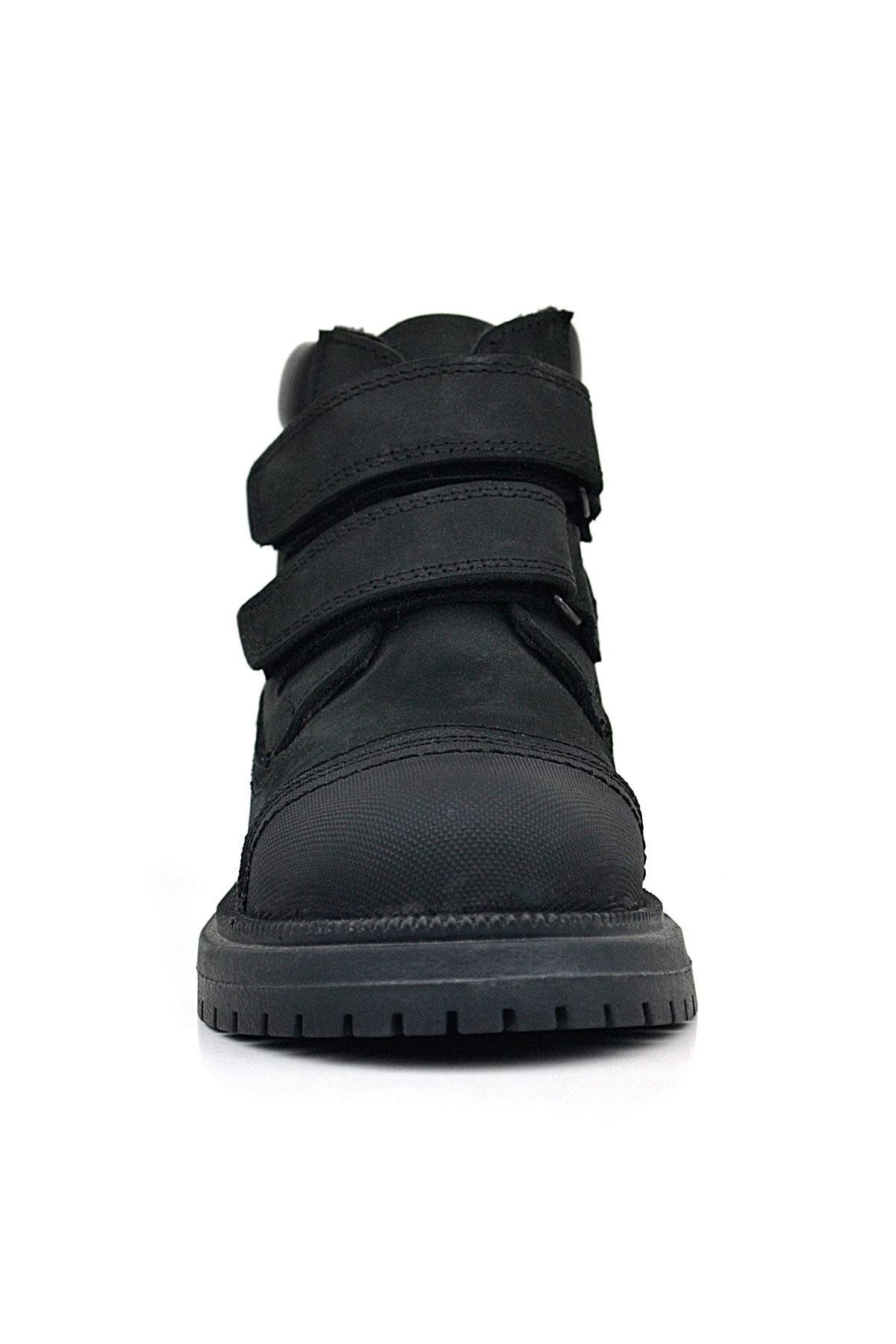 Rakerplus-Genuine Leather Black Nubuck Velcro Boys' Boots 3