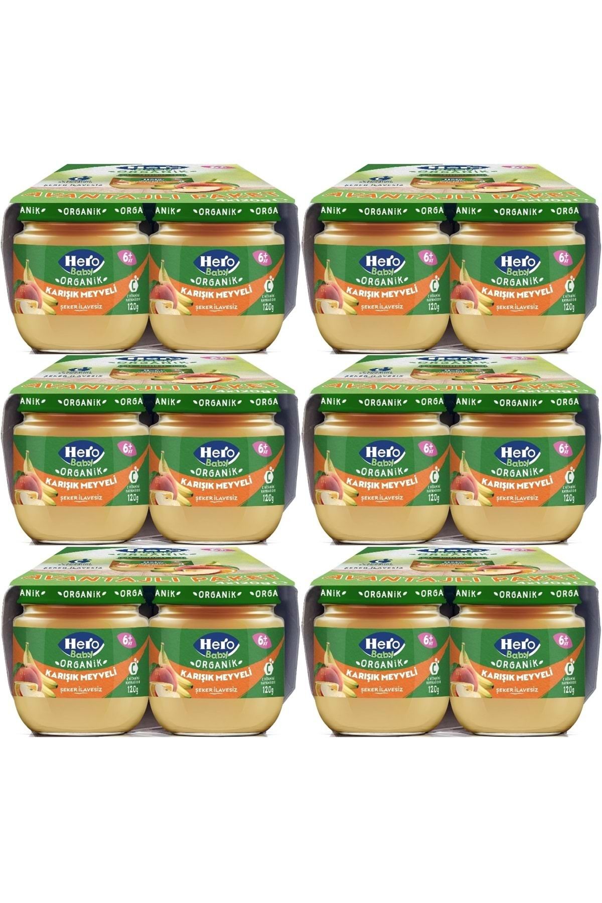 Hero Baby Kavanoz Maması 120GR Avantaj Pk (24 Lü Set) Karışık Meyveli (6PK*4)