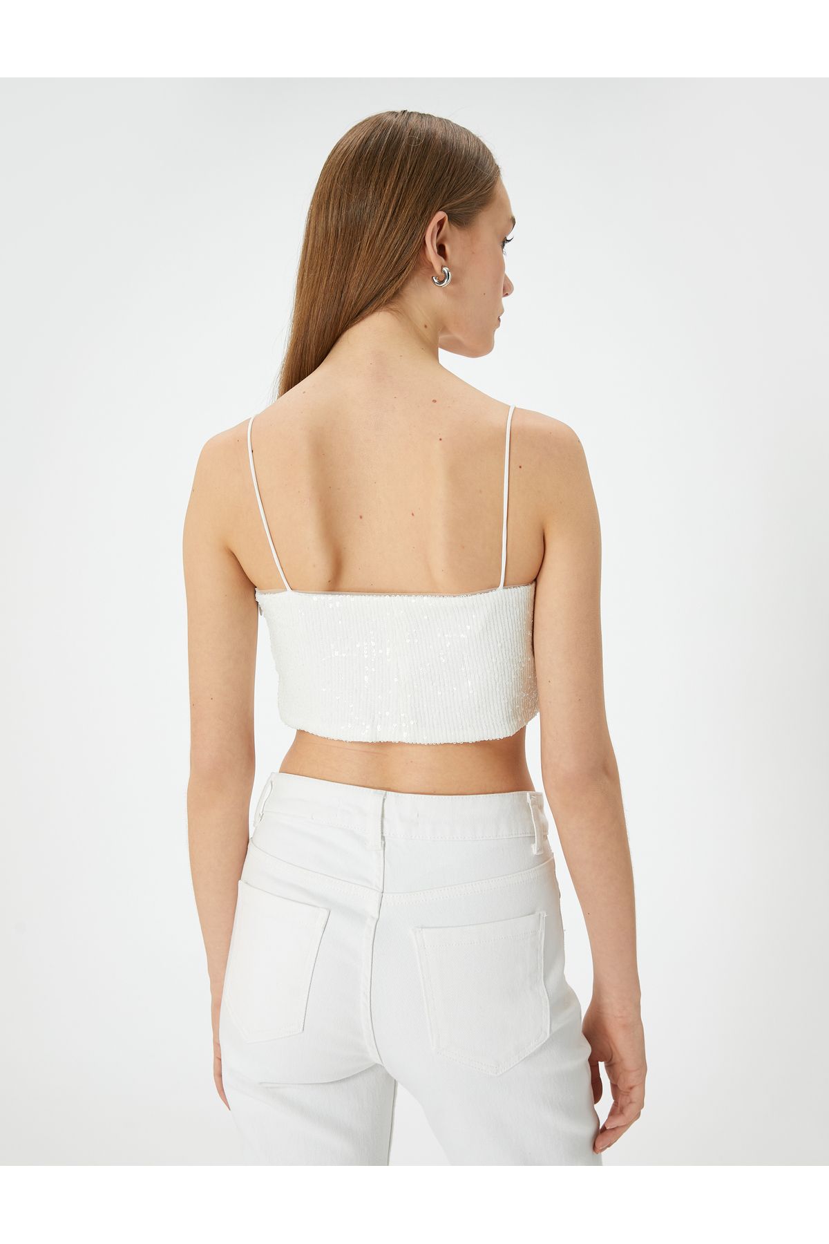 Koton-Abendkleid mit Pailletten und Trägern, Top-Crop, schmale Passform 4