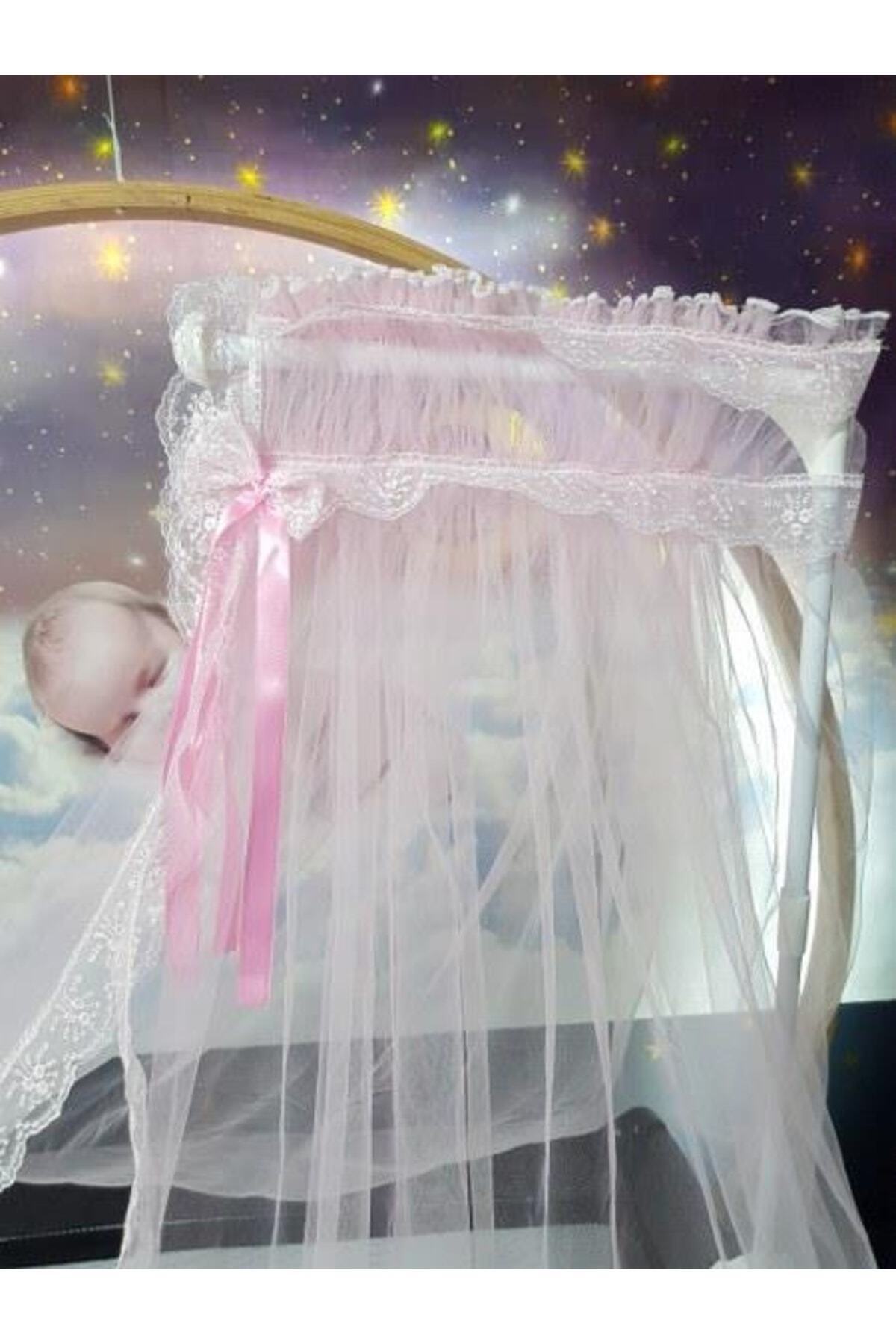 bebek_iklimi Bebek Beşik Cibinlik Takımı - Pembe Güpürlü Hayal Tül (APARAT DAHİLDİR.) fotoğrafı 2 (önizleme)