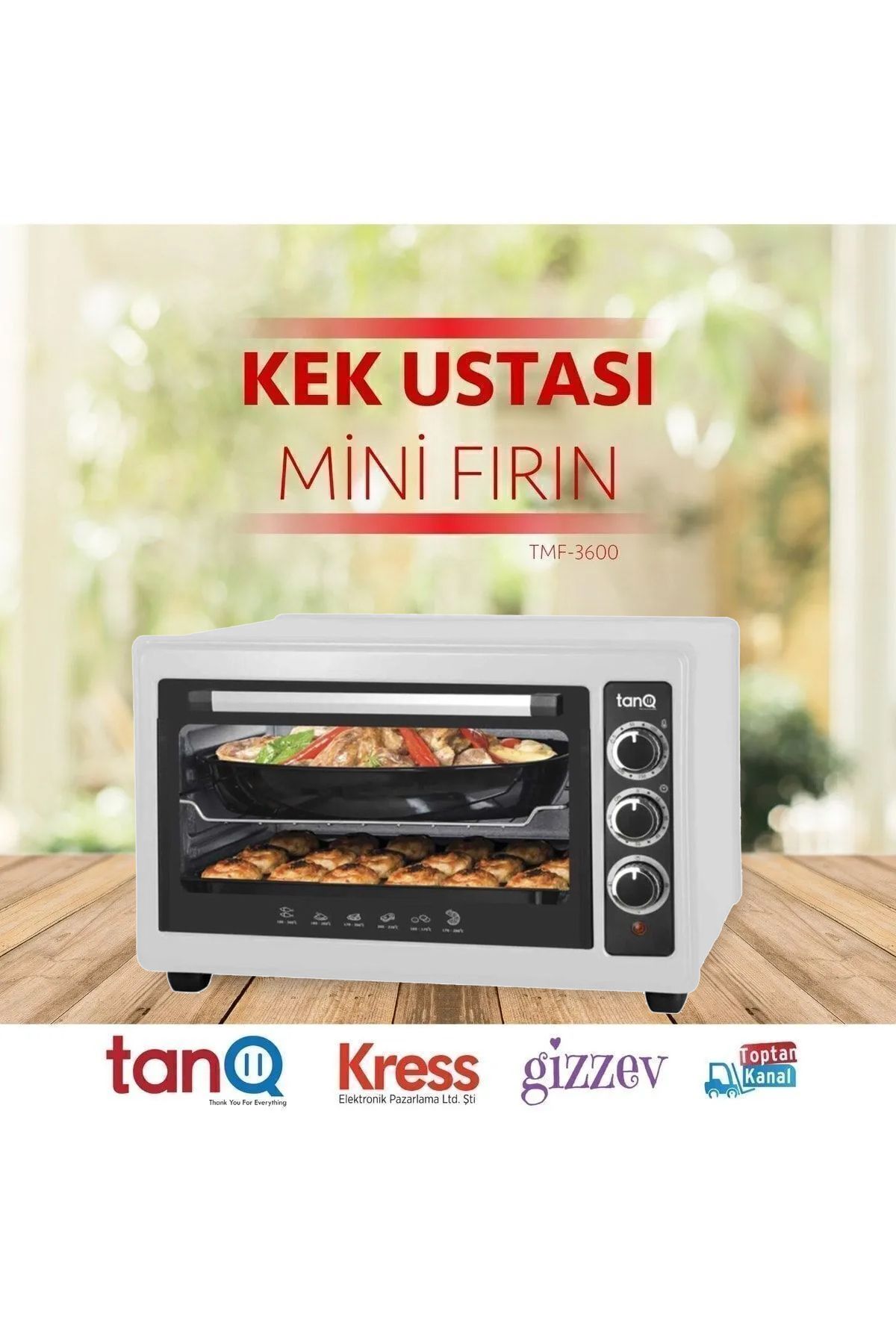 TANQ Kek Ustası Mini Fırın Tmf-3600 Beyaz