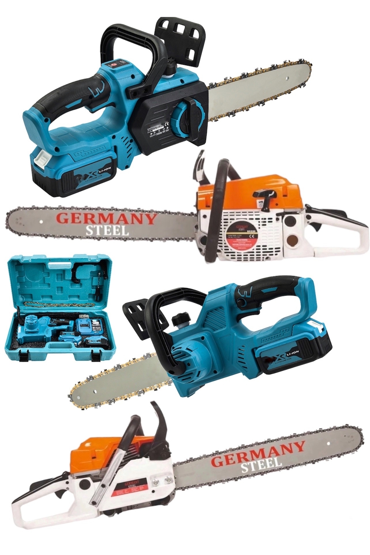 Germany Steel 2'li Set 9 HP Benzinli Odun Ağaç Hızar Motoru 598Vf