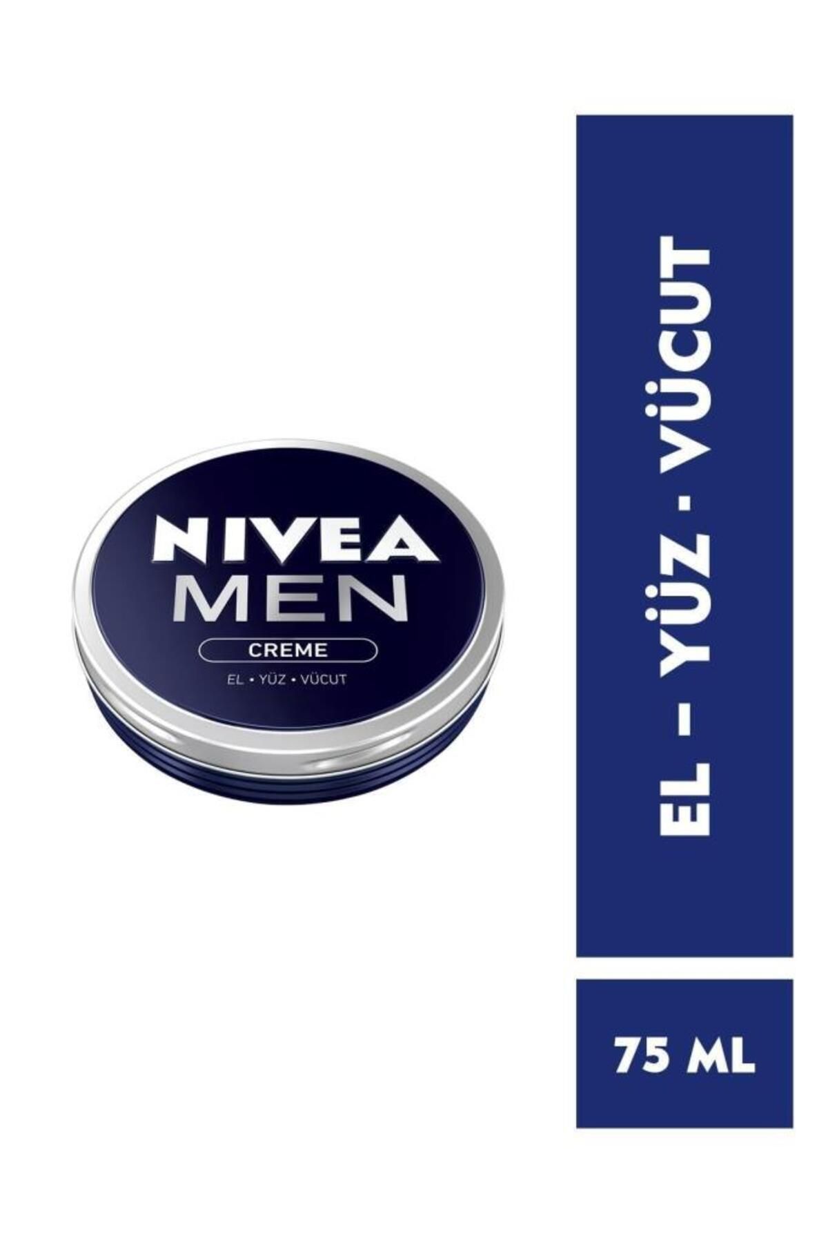 NIVEA MEN Erkek Creme 75ml, Yoğun Nemlendirici, Yağlı ve Yapışkan His Bırakmaz, Hızlı Emilir, El Vücut Yüz