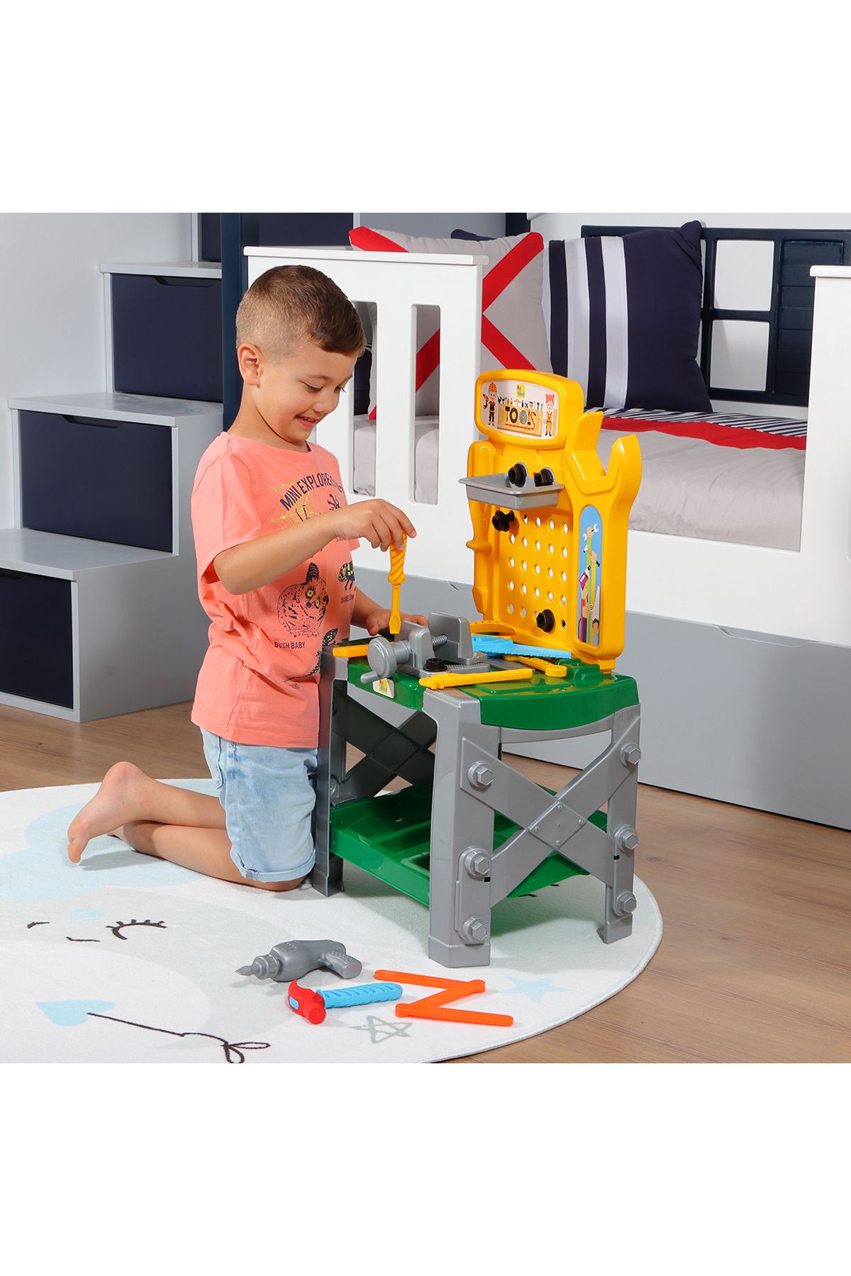 Ogi Mogi Toys-Ogi Mogi Kinder-Werkzeugbank, 33-teiliges Konstruktionswerkbank mit elektrischer Bohrmaschine 6